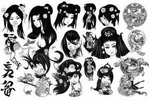 Japanese Oni girl tattoo idea