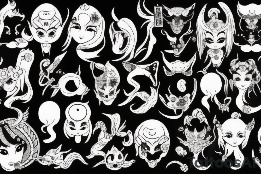 Japanese Oni girl tattoo idea