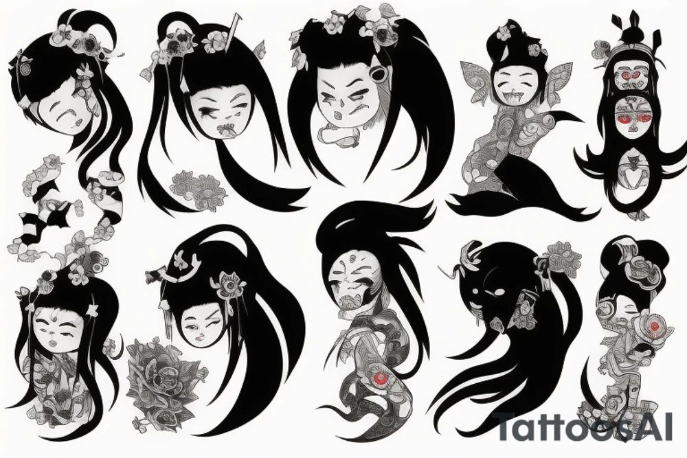 Japanese Oni girl tattoo idea