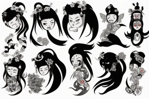 Japanese Oni girl tattoo idea