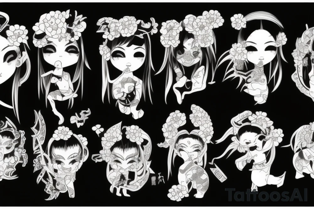 Japanese Oni girl tattoo idea