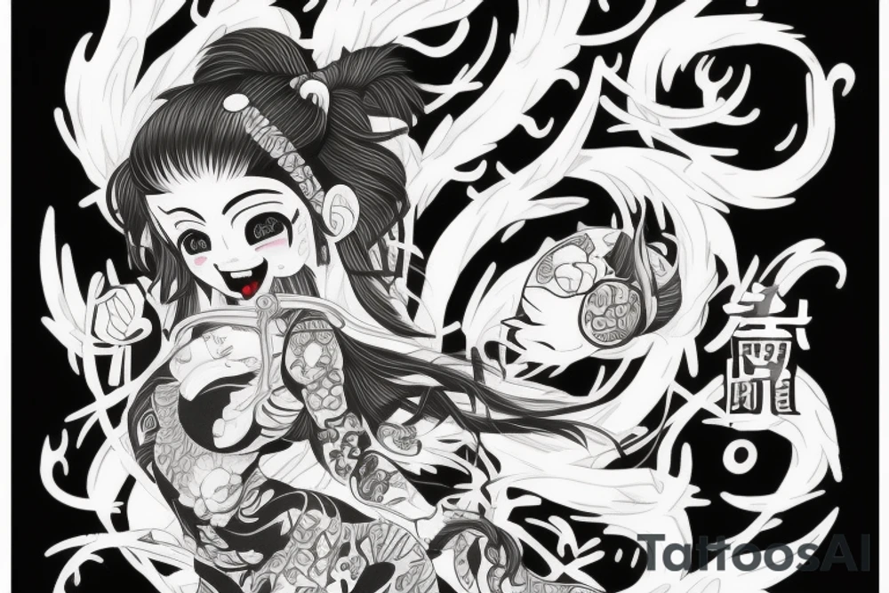 Japanese Oni girl tattoo idea