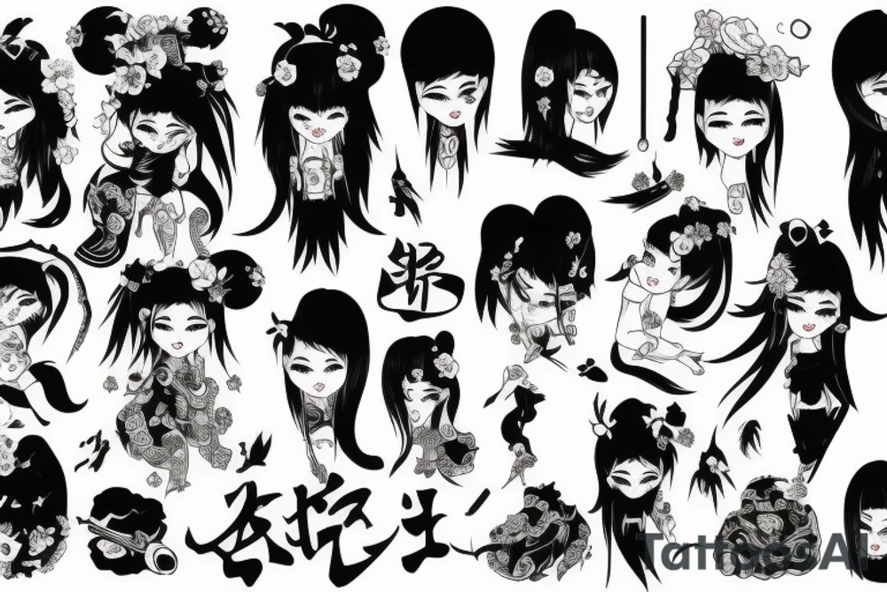 Japanese Oni girl tattoo idea