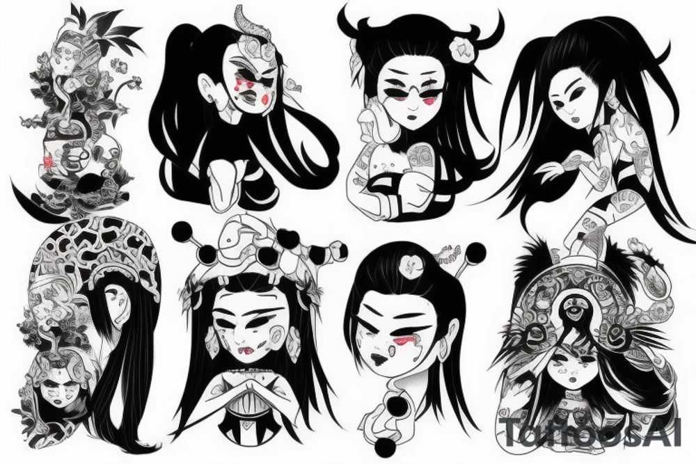 Japanese Oni girl tattoo idea