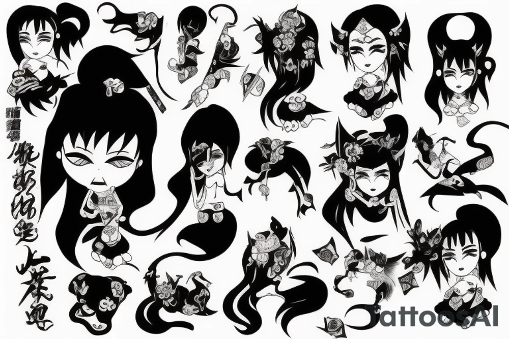 Japanese Oni girl tattoo idea