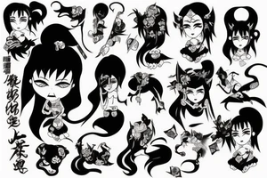 Japanese Oni girl tattoo idea