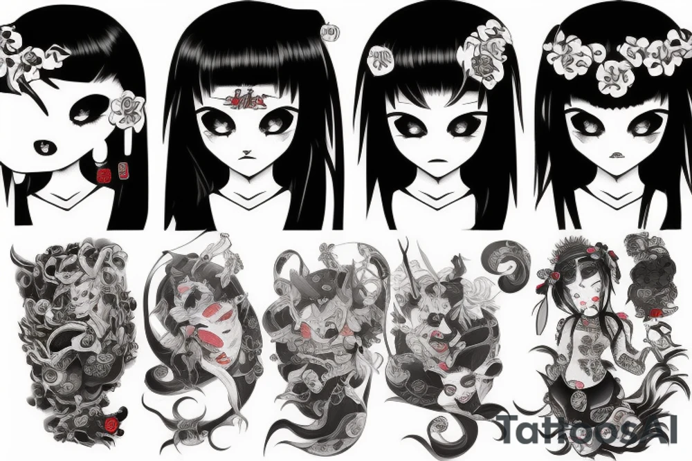 Japanese Oni girl tattoo idea