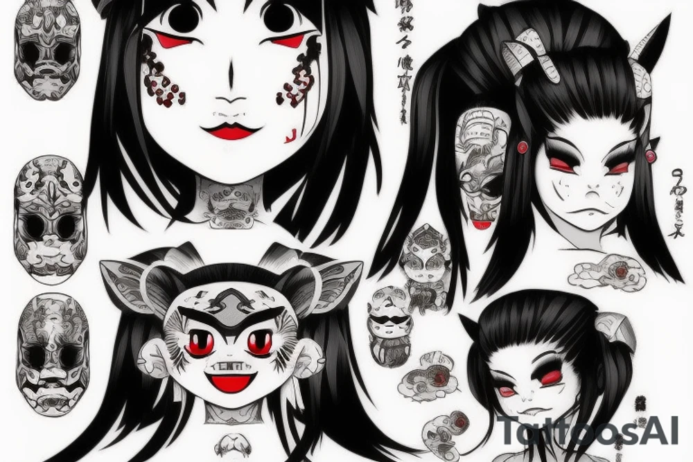 Japanese Oni girl tattoo idea