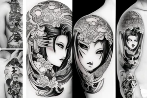 Intense Gorgeous Japanese Oni girl tattoo idea