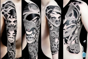 Intense Gorgeous Japanese Oni girl tattoo idea