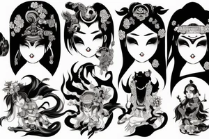 Intense Gorgeous Japanese Oni girl tattoo idea
