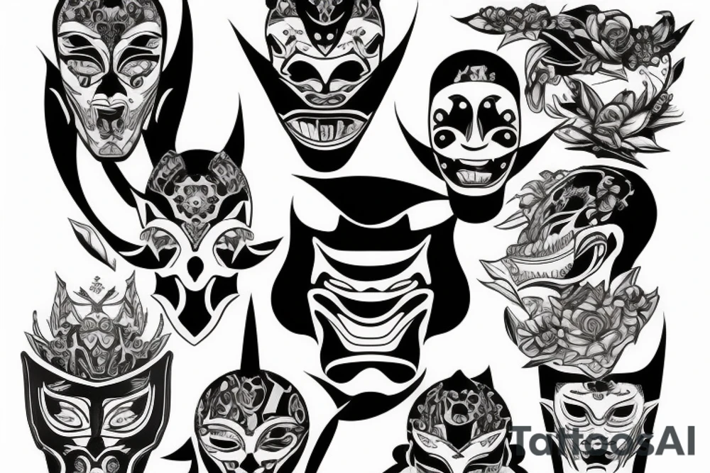 Intense Hanya Mask tattoo idea