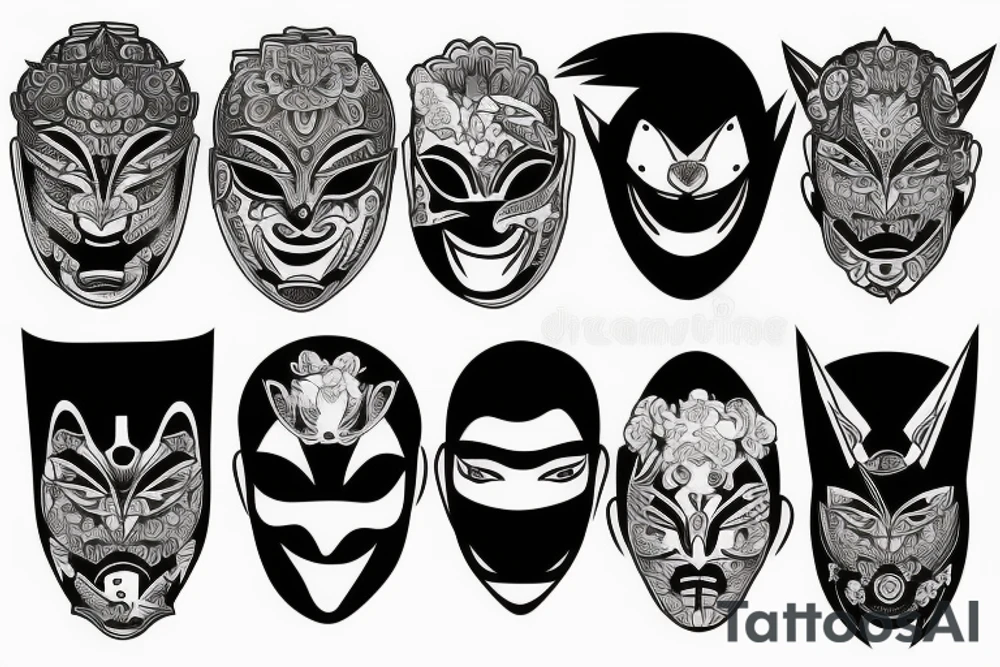 Intense Hanya Mask illustration tattoo idea
