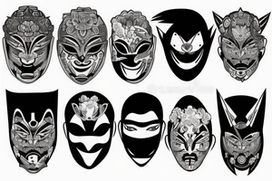 Intense Hanya Mask illustration tattoo idea