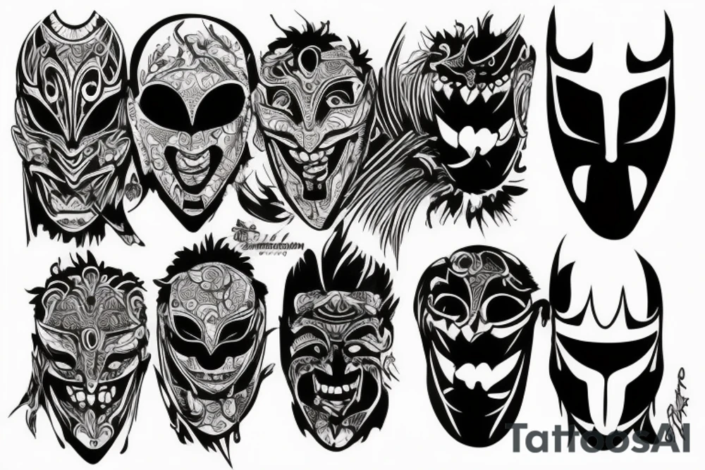 Intense Hanya Mask illustration tattoo idea