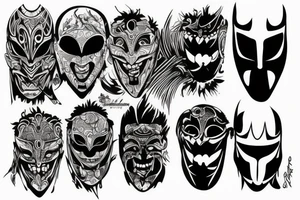 Intense Hanya Mask illustration tattoo idea