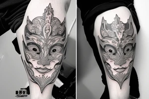 Intense Hanya Mask illustration tattoo idea