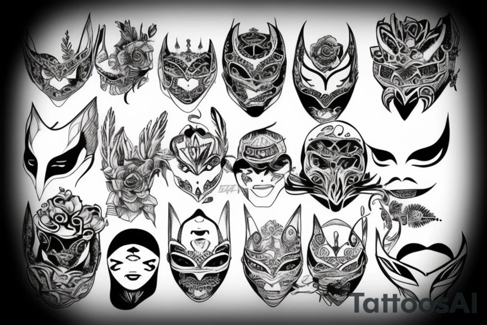 Intense Hanya Mask illustration tattoo idea