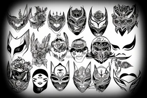 Intense Hanya Mask illustration tattoo idea