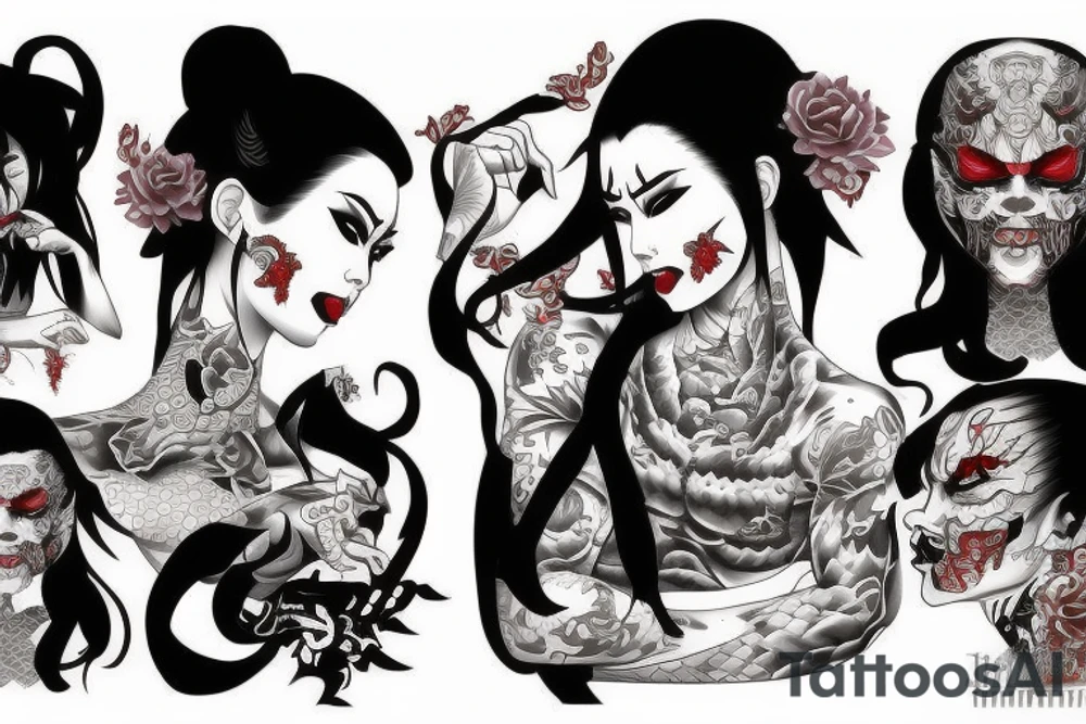 yakuza demon woman tattoo idea