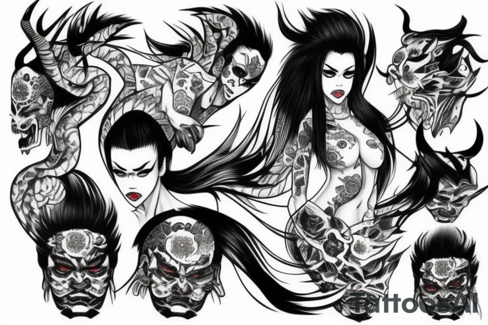 yakuza demon woman tattoo idea