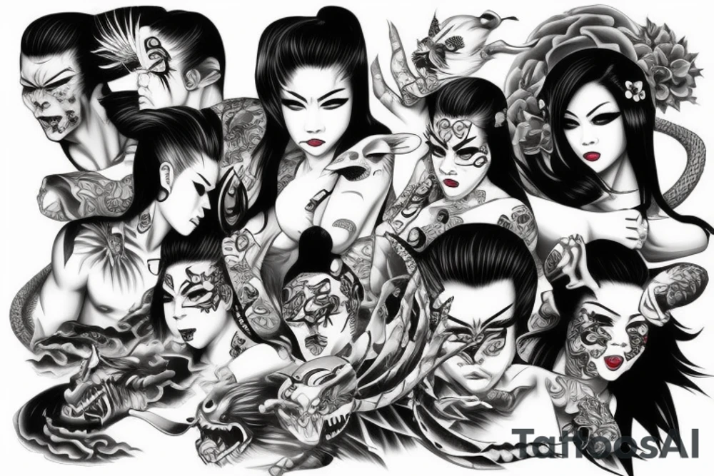 yakuza demon woman tattoo idea