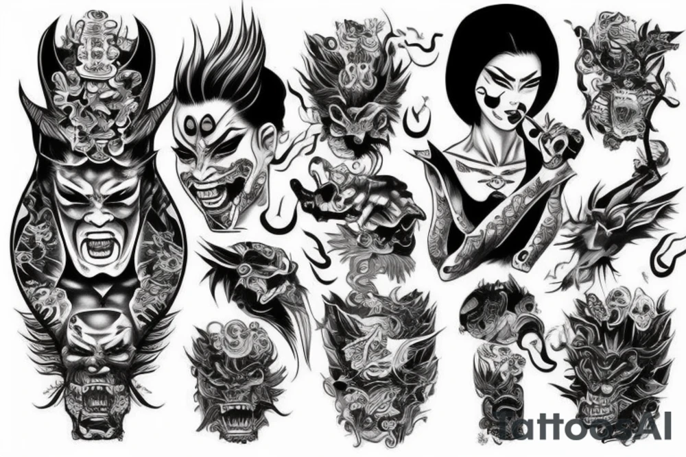 yakuza demon woman tattoo idea