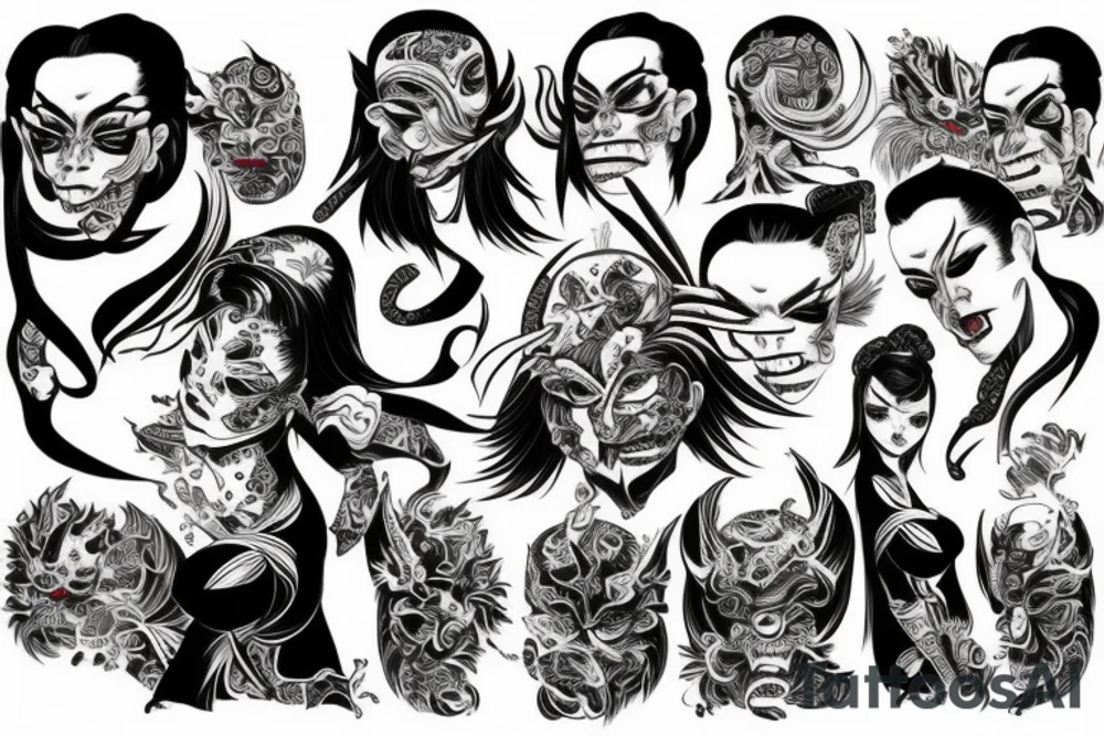 yakuza demon woman tattoo idea