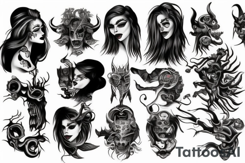 demon woman tattoo idea