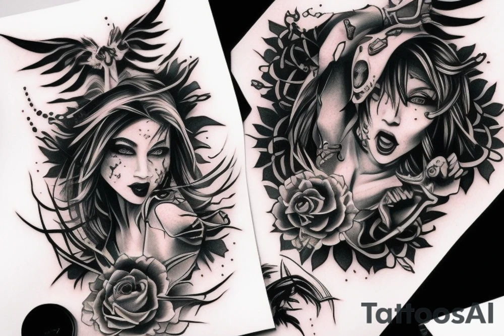 demon woman tattoo idea