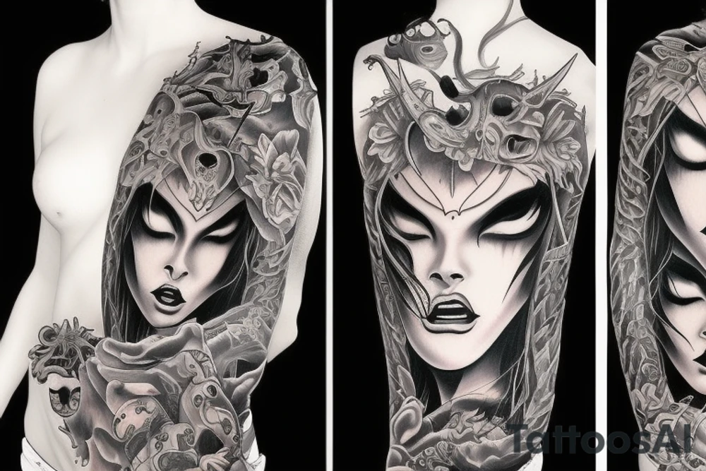 demon woman tattoo idea