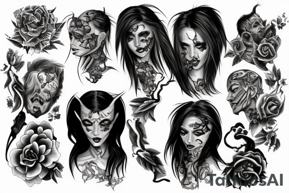 demon woman tattoo idea