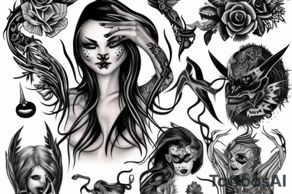 demon woman tattoo idea