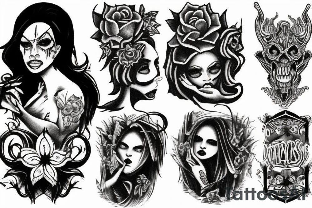 Demonic girl tattoo idea