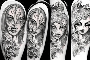 Demonic girl tattoo idea