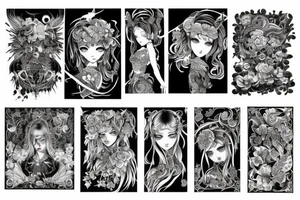 Demonic girl intense intricate elaborate expanded gorgeous stoic fierce  lament tattoo idea