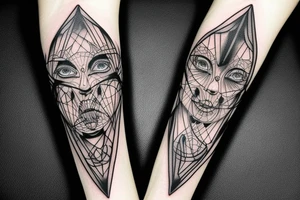 Intense Demonic woman Aura black smokey runic elaborate intricate expanded comprehensive eldritch feral tattoo idea