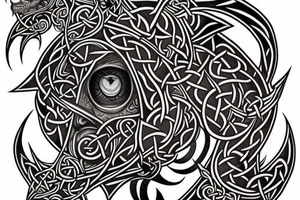Celtic Demon Woman Gorgeous Wicked smirk Fierce Feral Intricate Detailed Elaborate Comprehensive Runic Gorgeous Expanded tattoo idea