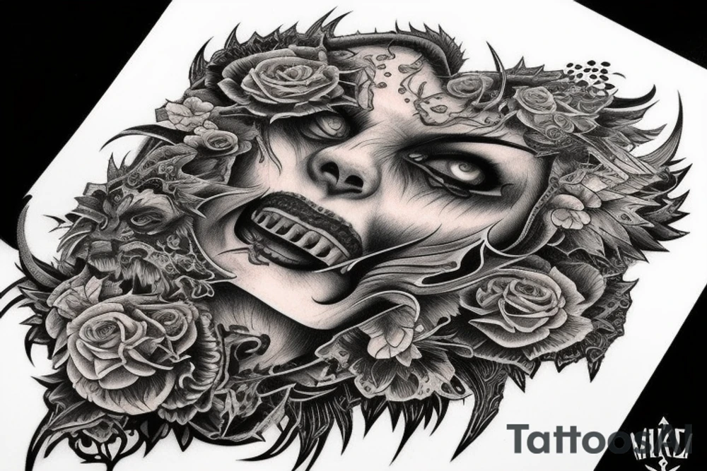Demonic Fierce Grim Feral Intricate Elaborate Comprehensive tattoo idea