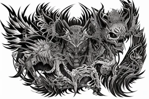 Demonic Fierce Grim Feral Intricate Elaborate Comprehensive tattoo idea