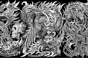 Demonic Fierce Grim Feral Intricate Elaborate Comprehensive tattoo idea