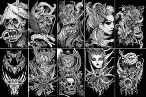 Demonic Fierce Grim Feral Intricate Elaborate Comprehensive tattoo idea