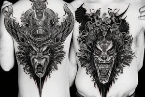 Demonic Fierce Grim Feral Intricate Elaborate Comprehensive tattoo idea