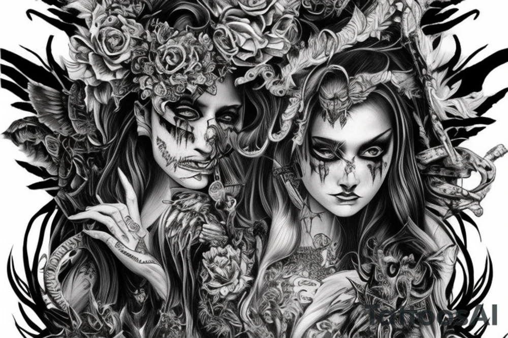 Demonic Fierce Grim Feral Intricate Elaborate Comprehensive tattoo idea