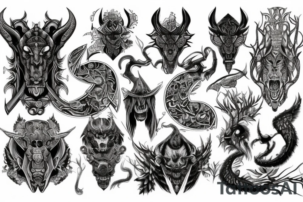 Demonic Runic Elaborate Intricate Comprehensive tattoo idea Demonic Runic Elaborate Intricate Comprehensive tattoo idea