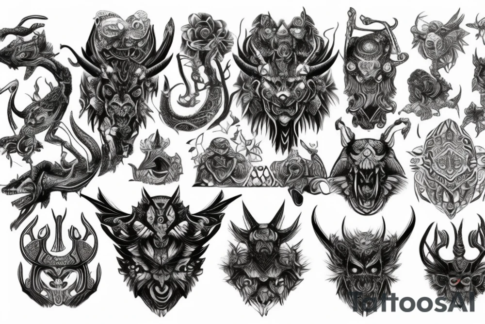 Demonic Runic Elaborate Intricate Comprehensive tattoo idea Demonic Runic Elaborate Intricate Comprehensive tattoo idea