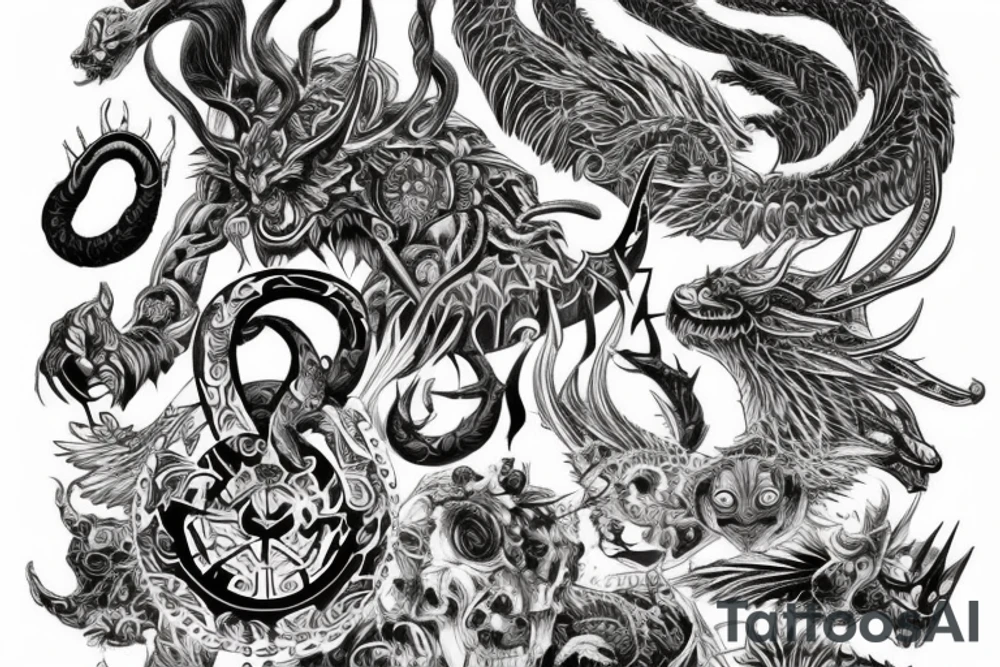 Demonic Runic Elaborate Intricate Comprehensive tattoo idea