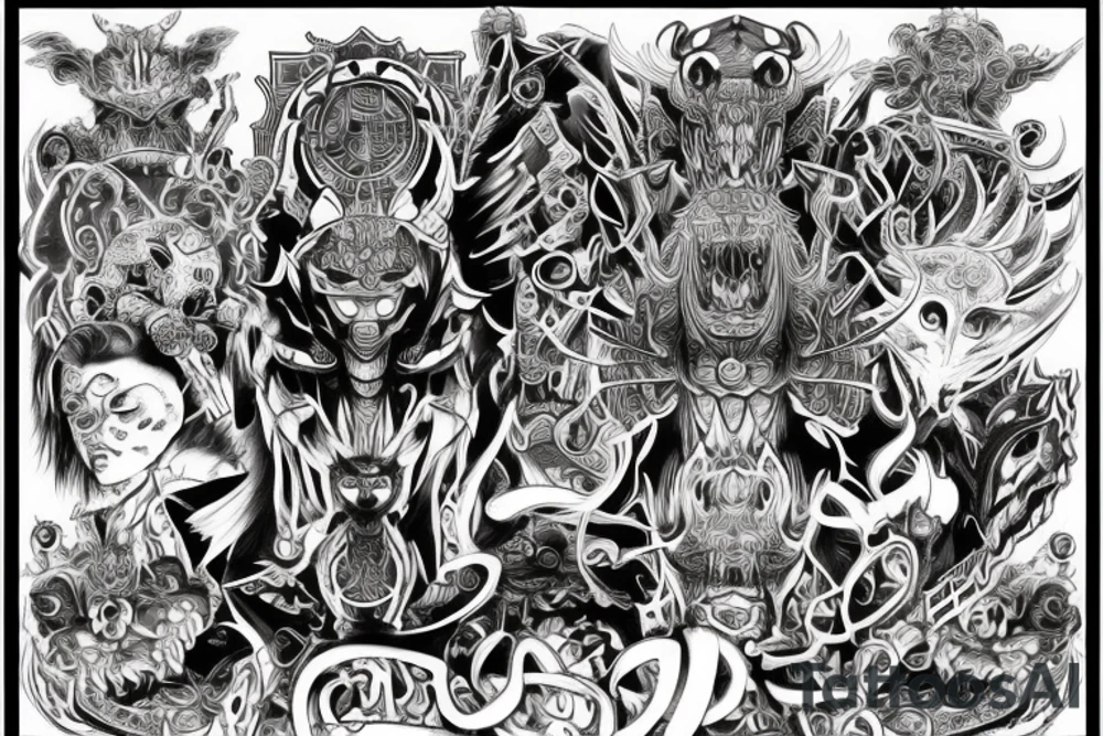Demonic Runic Elaborate Intricate Comprehensive tattoo idea