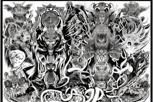 Demonic Runic Elaborate Intricate Comprehensive tattoo idea