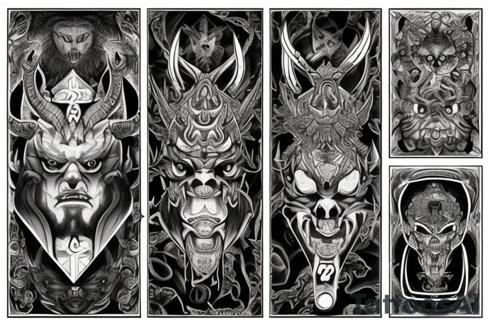 Demonic Runic Elaborate Intricate Comprehensive tattoo idea